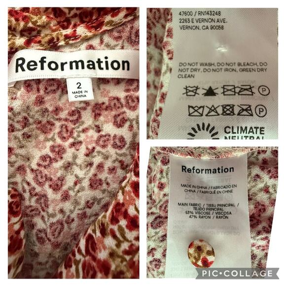 Reformation Adelina Floral Mini Dress Drop Waist V-Neck Ditsy Floral Size 2 - Picture 13 of 15